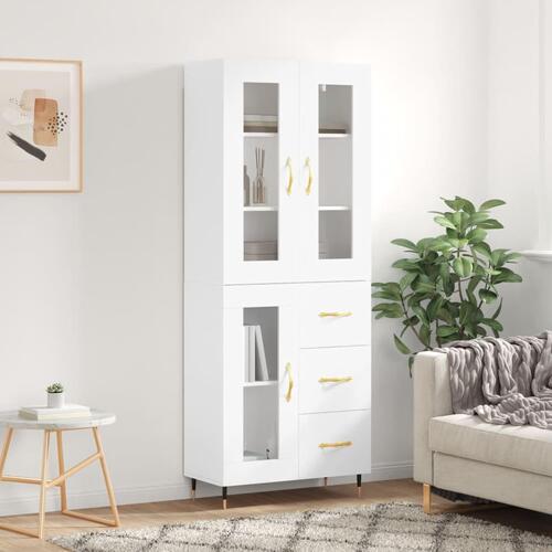 Højskab 69,5x34x180 cm konstrueret træ hvid