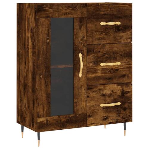 Højskab 69,5x34x180 cm konstrueret træ røget egetræsfarve