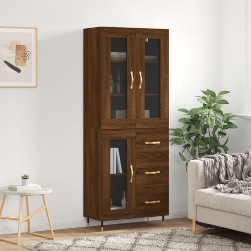 Højskab 69,5x34x180 cm konstrueret træ brun egetræsfarve