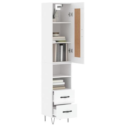 Skab 34,5x34x180 cm konstrueret træ hvid