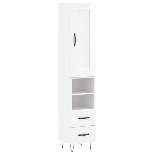 Skab 34,5x34x180 cm konstrueret træ hvid højglans