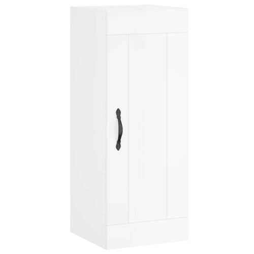 Skab 34,5x34x180 cm konstrueret træ hvid højglans
