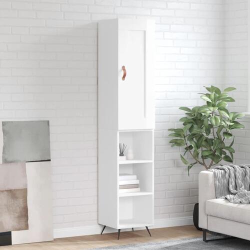 Skab 34,5x34x180 cm konstrueret træ hvid højglans