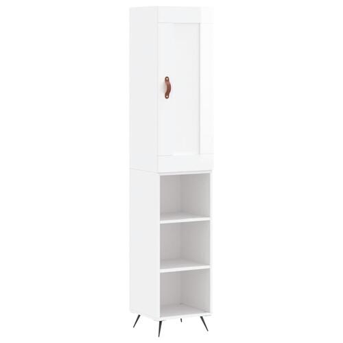 Skab 34,5x34x180 cm konstrueret træ hvid højglans
