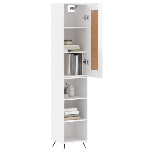 Skab 34,5x34x180 cm konstrueret træ hvid højglans