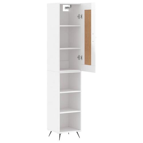 Skab 34,5x34x180 cm konstrueret træ hvid højglans