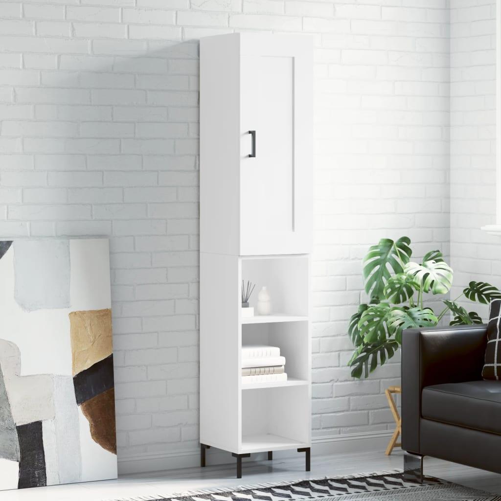 Skab 34,5x34x180 cm konstrueret træ hvid billede