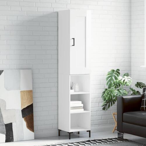 Skab 34,5x34x180 cm konstrueret træ hvid højglans