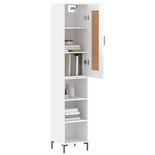 Skab 34,5x34x180 cm konstrueret træ hvid højglans