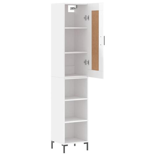 Skab 34,5x34x180 cm konstrueret træ hvid højglans