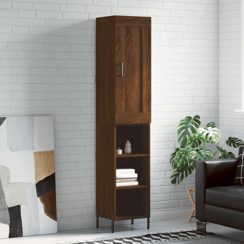 Skab 34,5x34x180 cm konstrueret træ brun egetræsfarve