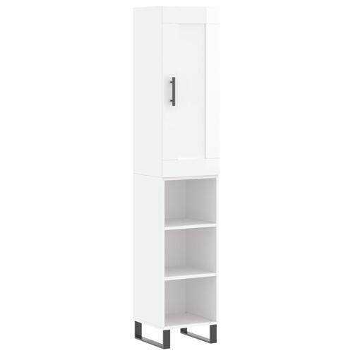 Skab 34,5x34x180 cm konstrueret træ hvid højglans