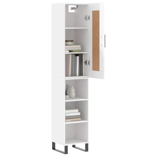 Skab 34,5x34x180 cm konstrueret træ hvid højglans