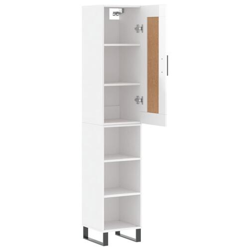 Skab 34,5x34x180 cm konstrueret træ hvid højglans