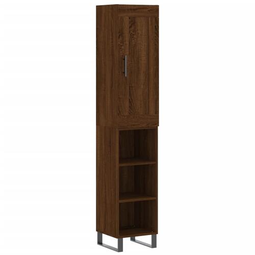 Skab 34,5x34x180 cm konstrueret træ brun egetræsfarve