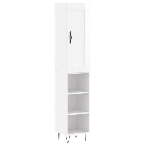 Skab 34,5x34x180 cm konstrueret træ hvid højglans