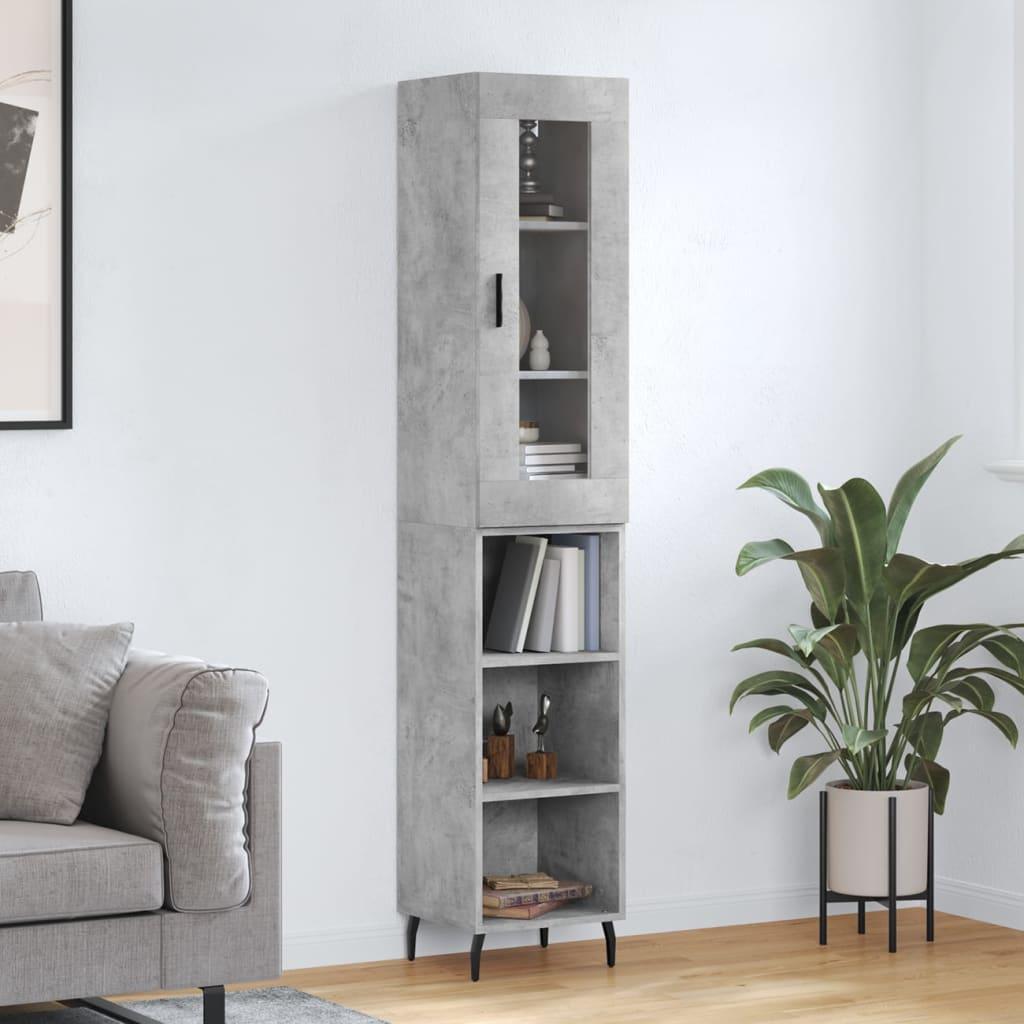 Højskab 34,5×34×180 cm i konstrueret træ - betongrå billede