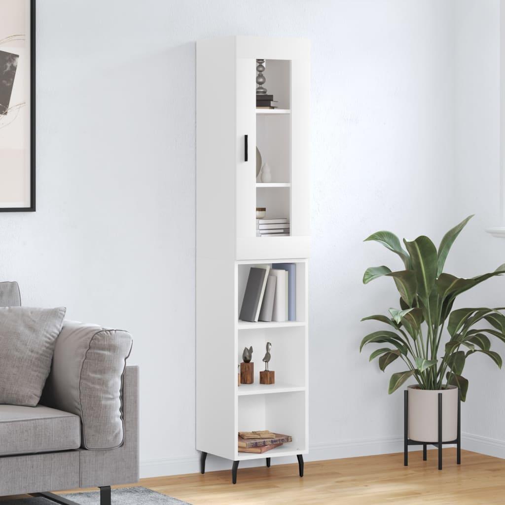 Skab 34,5x34x180 cm konstrueret træ hvid billede