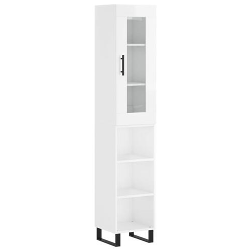 Skab 34,5x34x180 cm konstrueret træ hvid højglans