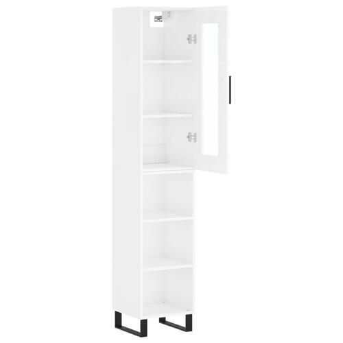 Skab 34,5x34x180 cm konstrueret træ hvid højglans
