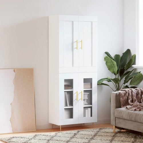 Højskab 69,5x34x180 cm konstrueret træ hvid