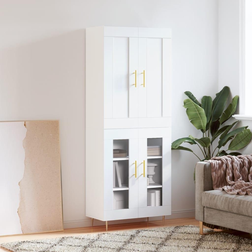 Højskab 69,5x34x180 cm konstrueret træ hvid