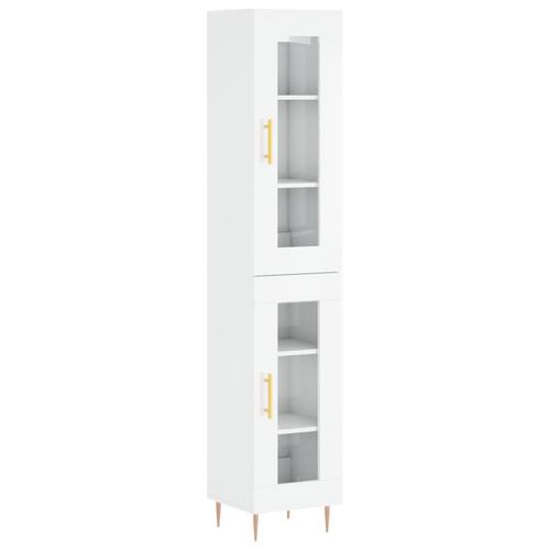 Skab 34,5x34x180 cm konstrueret træ hvid højglans