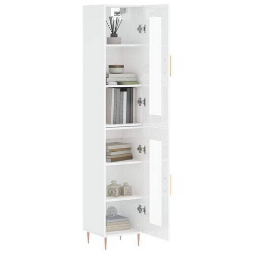 Skab 34,5x34x180 cm konstrueret træ hvid højglans
