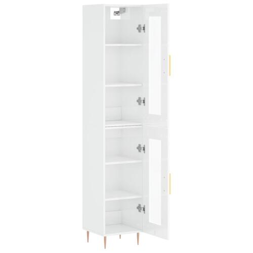 Skab 34,5x34x180 cm konstrueret træ hvid højglans