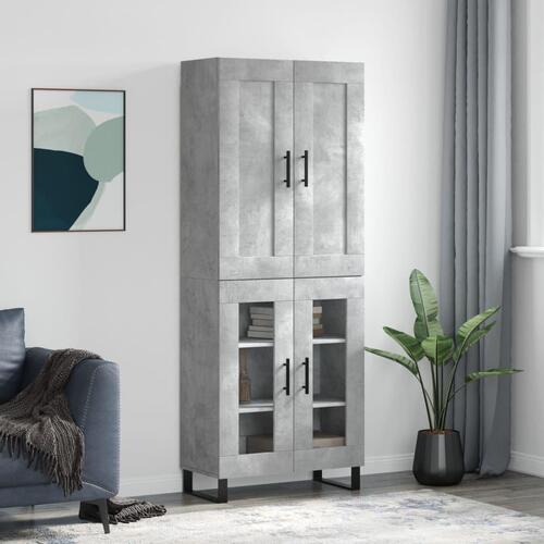 Højskab 69,5x34x180 cm konstrueret træ betongrå