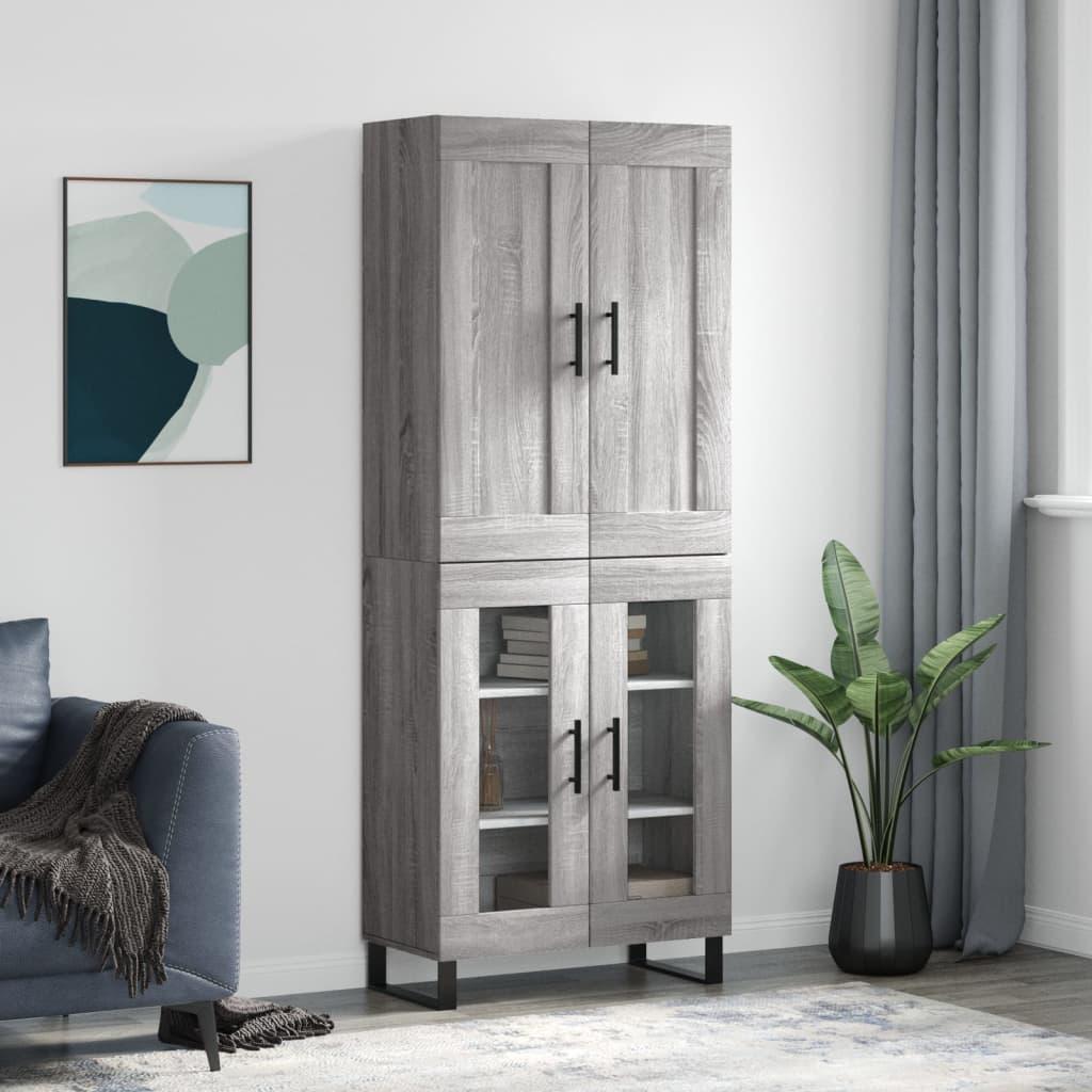 Højskab 69,5x34x180 cm konstrueret træ grå sonoma-eg