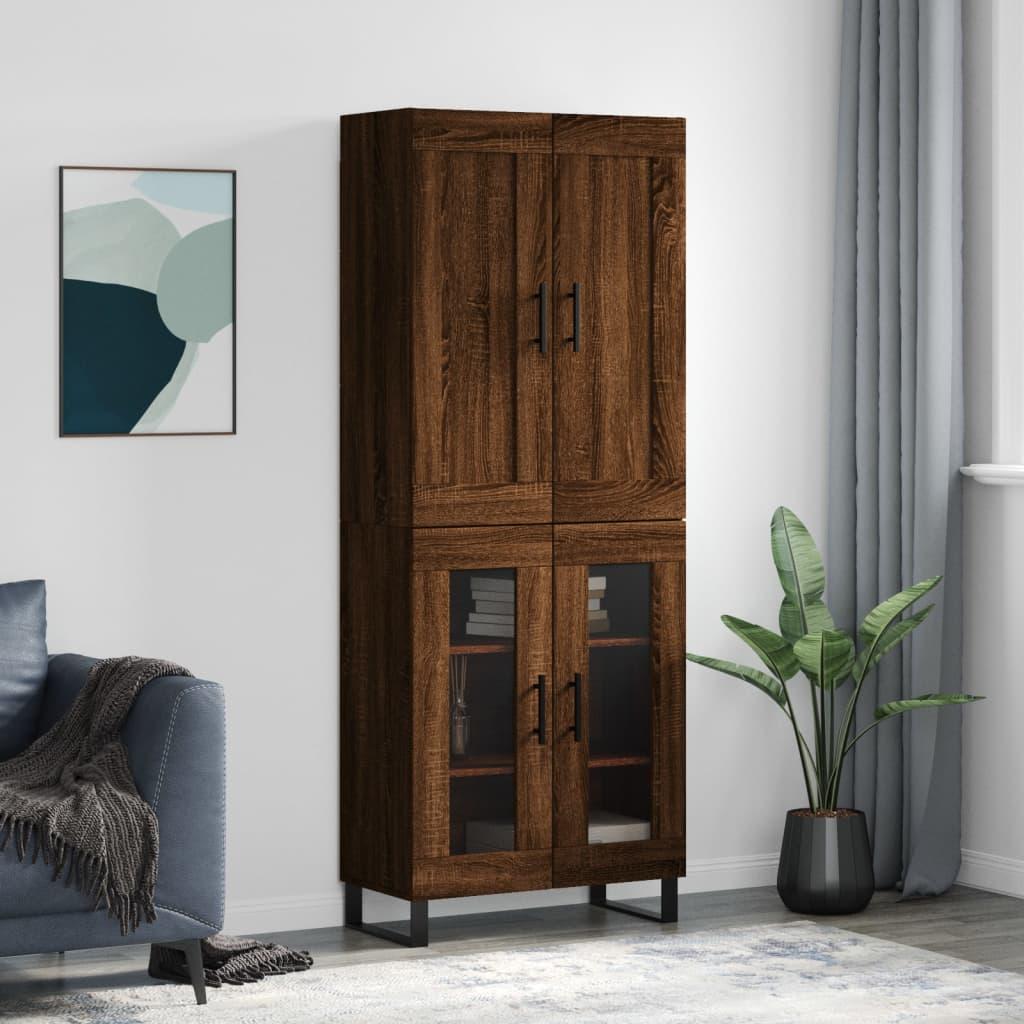 Højskab 69,5x34x180 cm konstrueret træ brun egetræsfarve