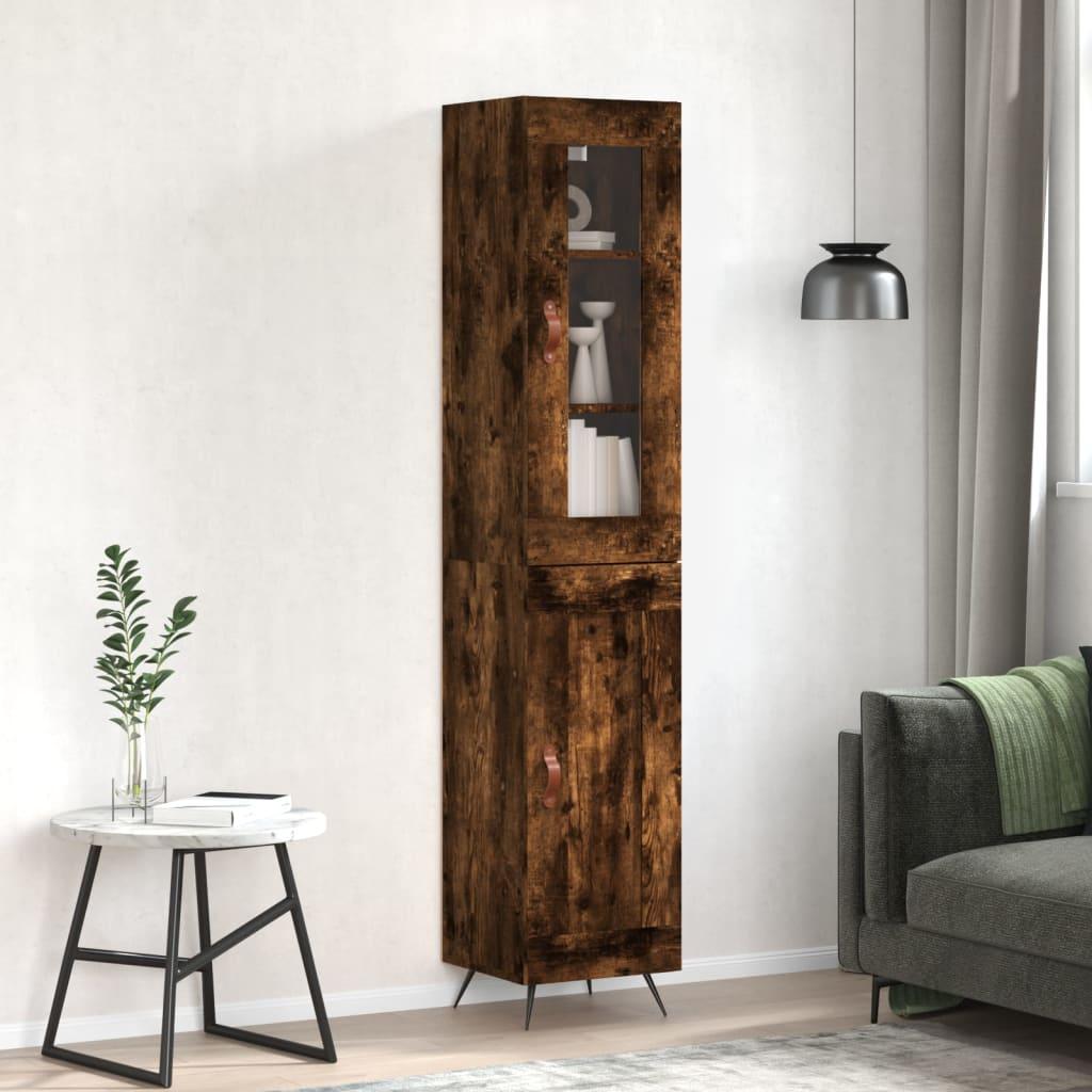 Skab 34,5x34x180 cm konstrueret træ røget egetræ