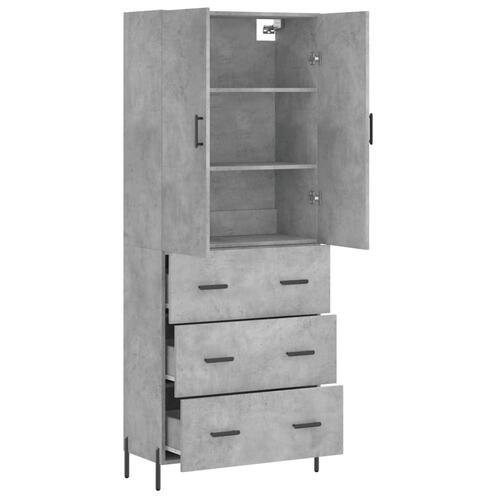 Højskab 69,5x34x180 cm konstrueret træ betongrå