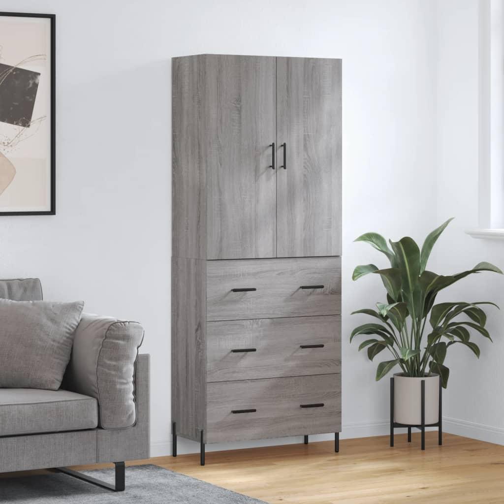 Højskab 69,5x34x180 cm konstrueret træ grå sonoma-eg