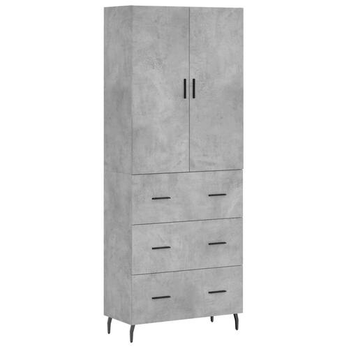 Højskab 69,5x34x180 cm konstrueret træ betongrå