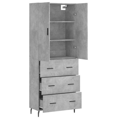 Højskab 69,5x34x180 cm konstrueret træ betongrå