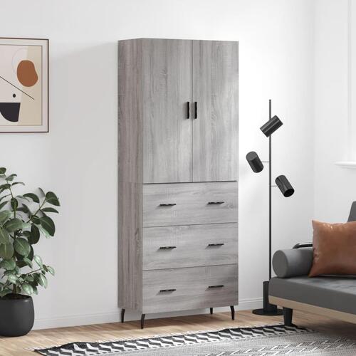 Højskab 69,5x34x180 cm konstrueret træ grå sonoma-eg