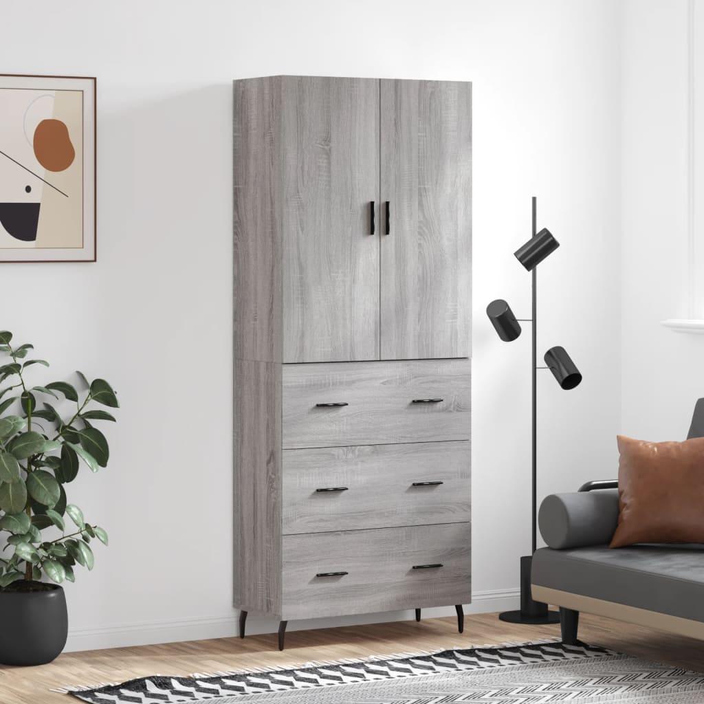Højskab 69,5x34x180 cm konstrueret træ grå sonoma-eg