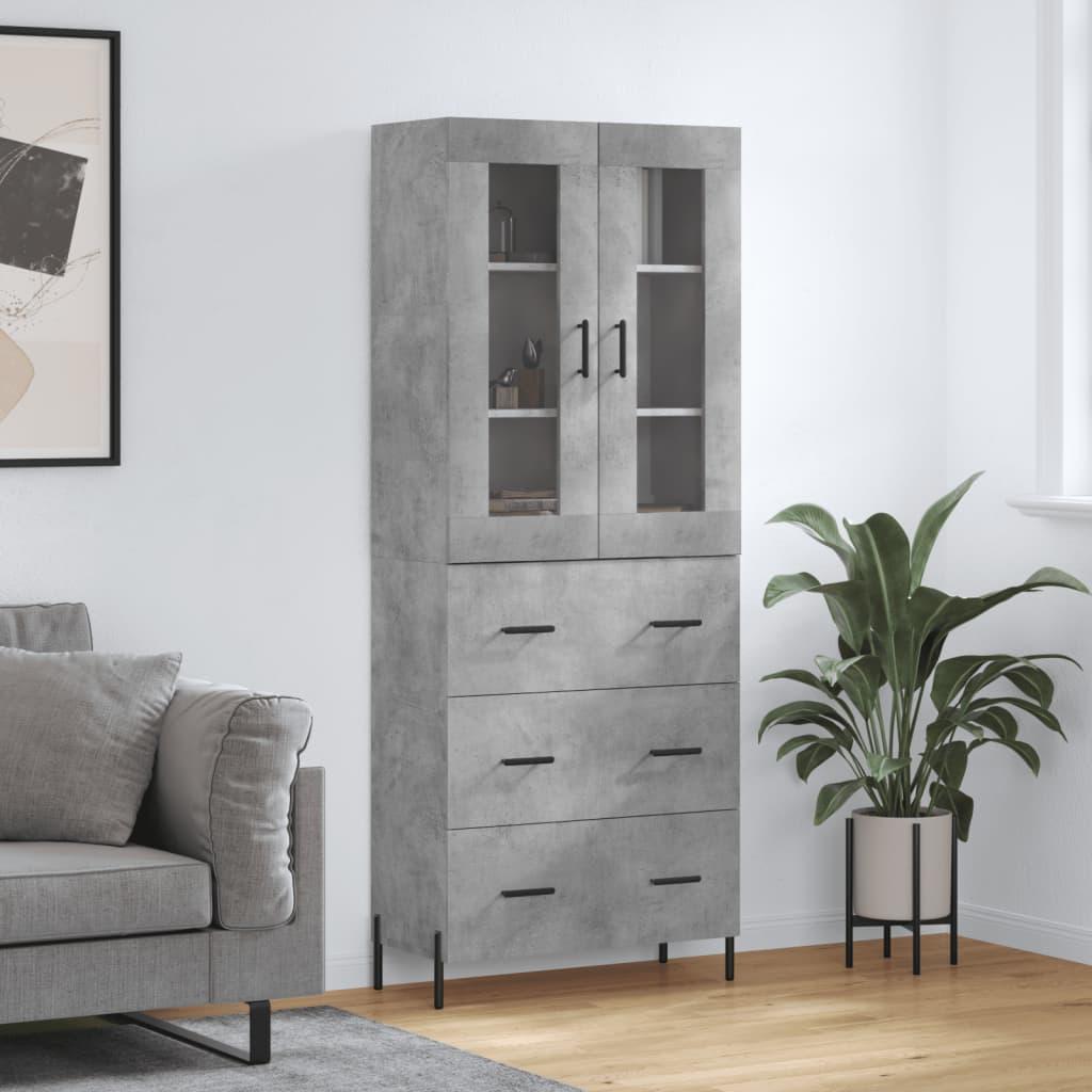 Højskab 69,5x34x180 cm konstrueret træ betongrå