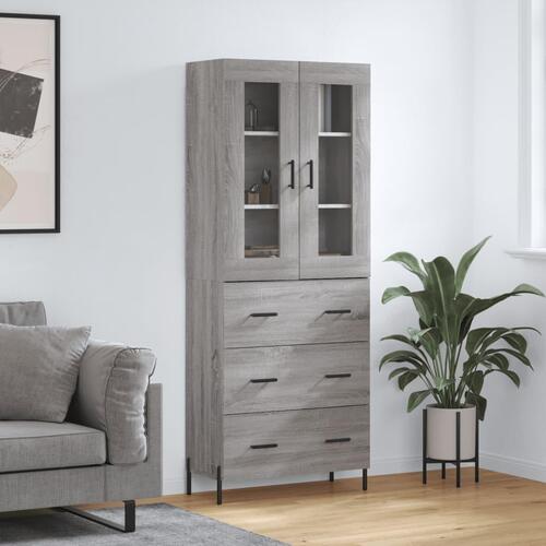 Højskab 69,5x34x180 cm konstrueret træ grå sonoma-eg