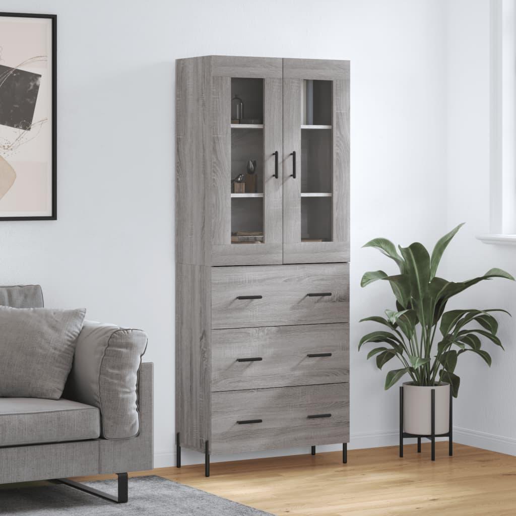 Højskab 69,5x34x180 cm konstrueret træ grå sonoma-eg