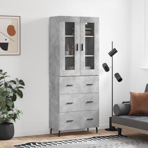 Højskab 69,5x34x180 cm konstrueret træ betongrå