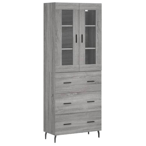 Højskab 69,5x34x180 cm konstrueret træ grå sonoma-eg
