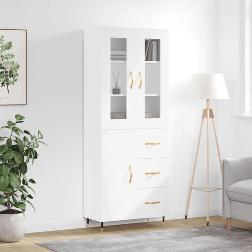 Højskab 69,5x34x180 cm konstrueret træ hvid