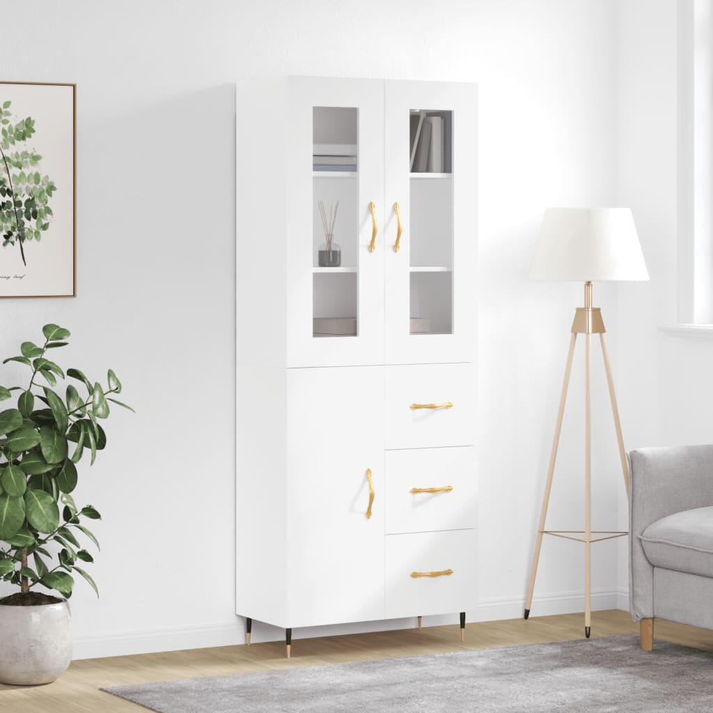 Højskab 69,5x34x180 cm konstrueret træ hvid