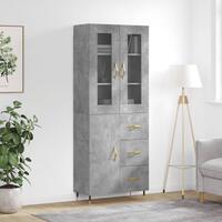 Højskab 69,5x34x180 cm konstrueret træ betongrå