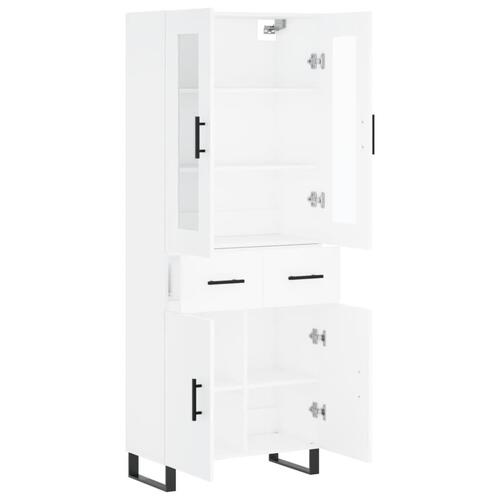 Højskab 69,5x34x180 cm konstrueret træ hvid
