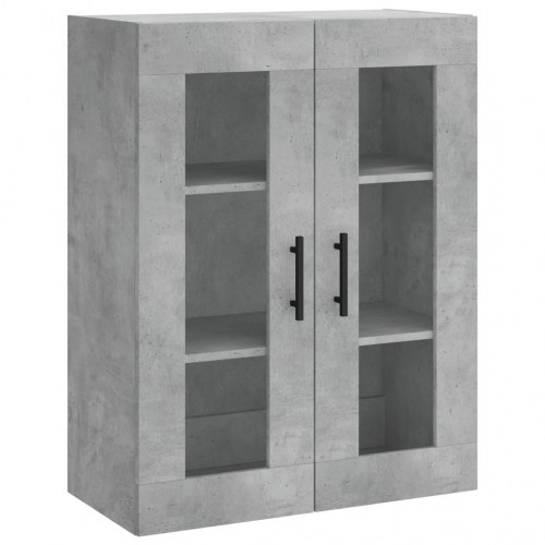 Højskab i konstrueret træ med glas - 69,5×34×180 cm, betongrå