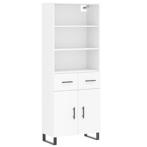 Højskab 69,5x34x180 cm konstrueret træ hvid
